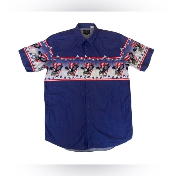 Vintage 90s American eagle Aztec Navajo pattern blue red - Picture 1 of 7